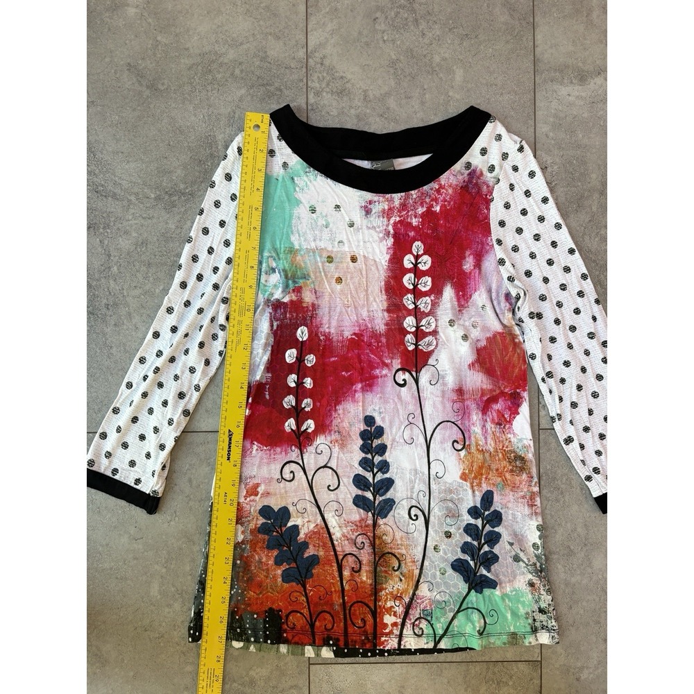 Simply Art by Dolcezza Top Women's XS/S Abstract Floral Art To Wear Artsy Boho - Picture 4 of 5